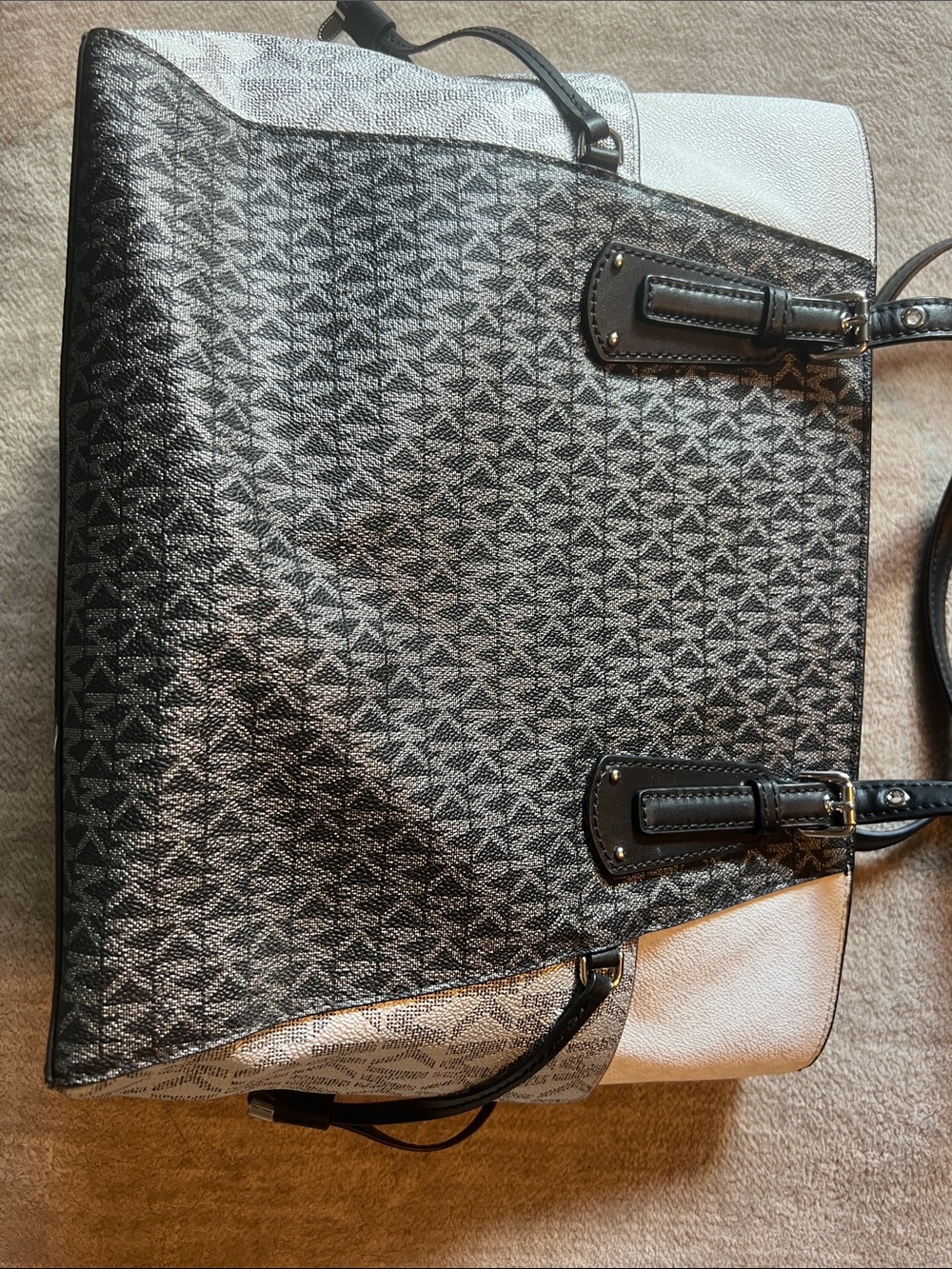 Michael Kors Black and Silver Voyager Signature Tote - Picture 5 of 10